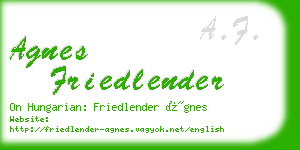 agnes friedlender business card